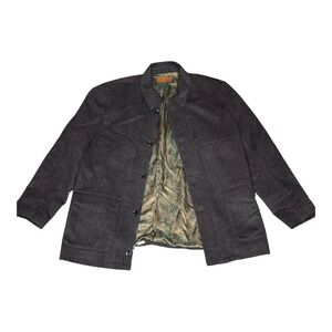 Enzo Tovare Jacket Mens 2XL Brown Plaid Wool Blend Kamran Stand Collar Lined